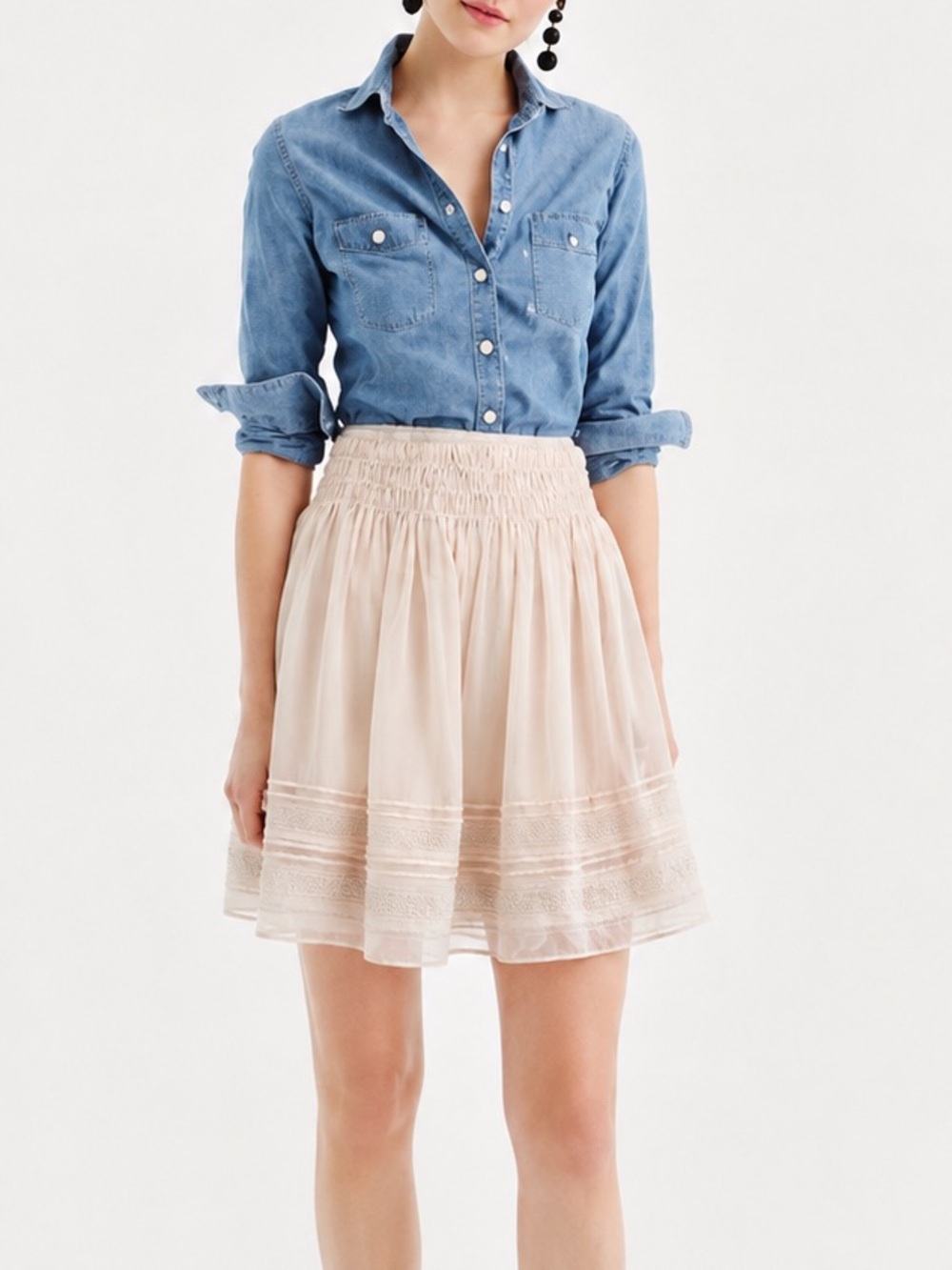Women's Cream Tiered Chiffon Skirt (0106)